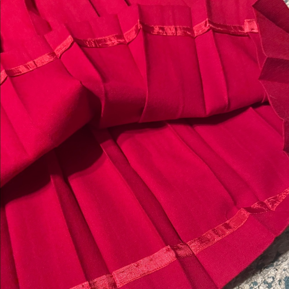 Talbots Classic Pleated Wool Red A-Line Skirt 4 - Picture 3 of 7